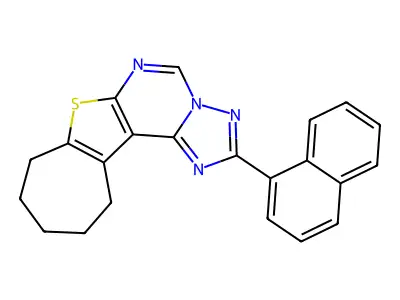 2-(naphthalen-1-yl)-9,10,11,12-tetrahydro-8H-cyclohepta[4,5]thieno[3,2-e][1,2,4]triazolo[1,5-c]pyrimidine structure