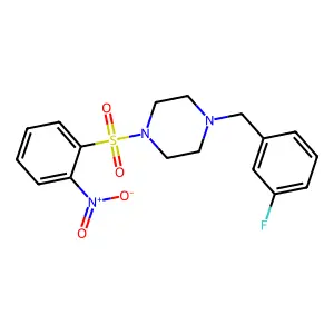 1-[(3-Fluorophenyl)methyl]-4-(2-nitrophenyl)sulfonylpiperazine structure