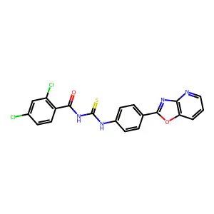 2,4-dichloro-N-{[4-([1,3]oxazolo[4,5-b]pyridin-2-yl)phenyl]carbamothioyl}benzamide structure