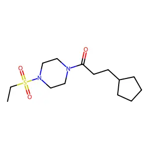 3-Cyclopentyl-1-(4-ethylsulfonylpiperazin-1-yl)propan-1-one structure