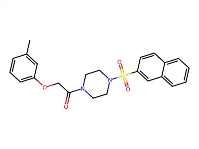 2-(3-Methylphenoxy)-1-(4-naphthalen-2-ylsulfonylpiperazin-1-yl)ethanone structure