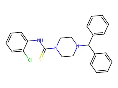 4-benzhydryl-N-(2-chlorophenyl)piperazine-1-carbothioamide structure
