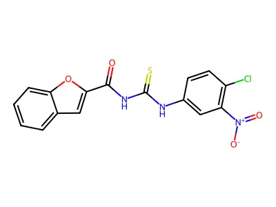 N-[(4-chloro-3-nitrophenyl)carbamothioyl]-1-benzofuran-2-carboxamide structure