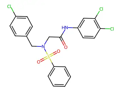 2-[benzenesulfonyl-[(4-chlorophenyl)methyl]amino]-N-(3,4-dichlorophenyl)acetamide structure