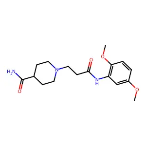 1-[3-(2,5-Dimethoxyanilino)-3-oxopropyl]piperidine-4-carboxamide structure