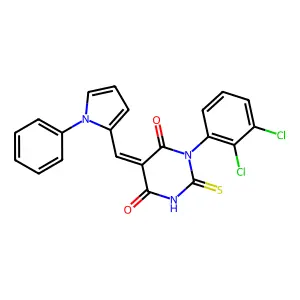 (5E)-1-(2,3-dichlorophenyl)-5-[(1-phenylpyrrol-2-yl)methylidene]-2-sulfanylidene-1,3-diazinane-4,6-dione structure