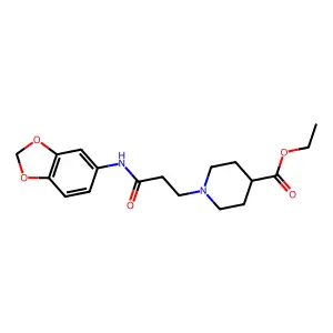 Ethyl 1-[3-(1,3-benzodioxol-5-ylamino)-3-oxopropyl]piperidine-4-carboxylate structure