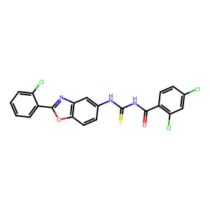2,4-dichloro-N-[[2-(2-chlorophenyl)-1,3-benzoxazol-5-yl]carbamothioyl]benzamide structure