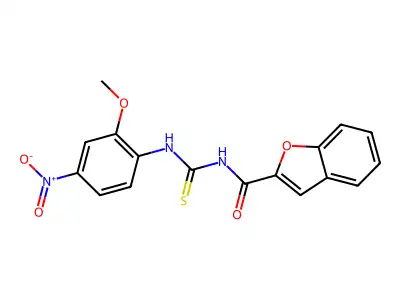 N-[(2-methoxy-4-nitrophenyl)carbamothioyl]-1-benzofuran-2-carboxamide structure