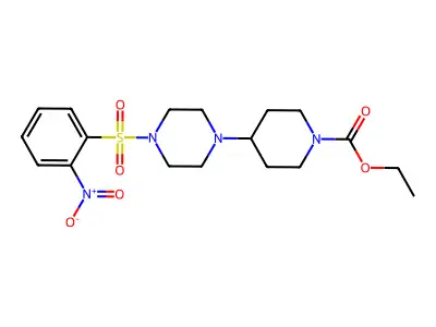 Ethyl 4-(4-((2-nitrophenyl)sulfonyl)piperazin-1-yl)piperidine-1-carboxylate structure