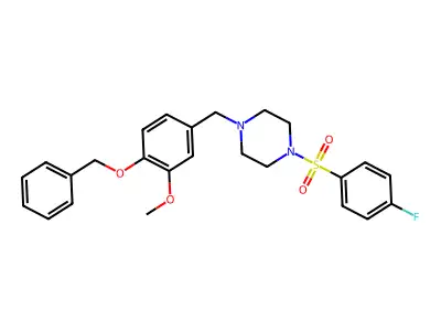 1-[4-(Benzyloxy)-3-methoxybenzyl]-4-[(4-fluorophenyl)sulfonyl]piperazine structure