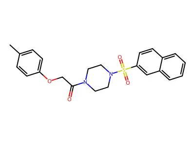 2-(4-Methylphenoxy)-1-(4-naphthalen-2-ylsulfonylpiperazin-1-yl)ethanone structure