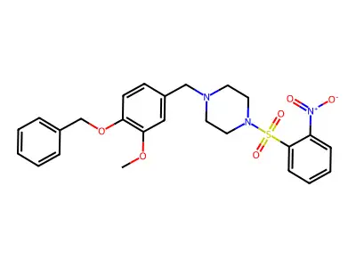 1-[4-(Benzyloxy)-3-methoxybenzyl]-4-[(2-nitrophenyl)sulfonyl]piperazine structure