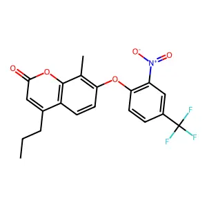 8-Methyl-7-[2-nitro-4-(trifluoromethyl)phenoxy]-4-propylchromen-2-one structure