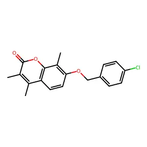 7-[(4-chlorobenzyl)oxy]-3,4,8-trimethyl-2H-chromen-2-one structure
