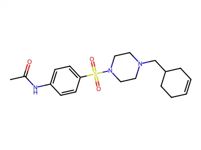 N-[4-[4-(cyclohex-3-en-1-ylmethyl)piperazin-1-yl]sulfonylphenyl]acetamide structure