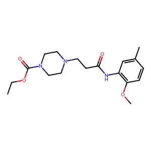 Ethyl 4-[3-(2-methoxy-5-methylanilino)-3-oxopropyl]-1-piperazinecarboxylate structure