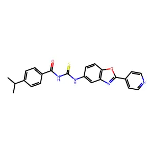4-propan-2-yl-N-[(2-pyridin-4-yl-1,3-benzoxazol-5-yl)carbamothioyl]benzamide structure