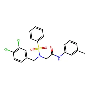 2-[benzenesulfonyl-[(3,4-dichlorophenyl)methyl]amino]-N-(3-methylphenyl)acetamide structure