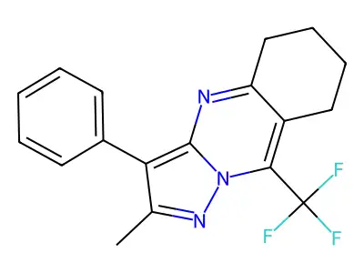 2-methyl-3-phenyl-9-(trifluoromethyl)-5,6,7,8-tetrahydropyrazolo[5,1-b]quinazoline structure