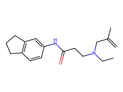 N-(2,3-dihydro-1H-inden-5-yl)-3-[ethyl(2-methylprop-2-enyl)amino]propanamide structure