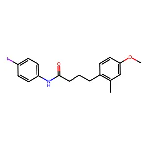 N-(4-iodophenyl)-4-(4-methoxy-2-methylphenyl)butanamide structure