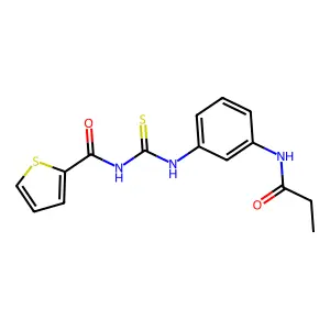 N-[[3-(propanoylamino)phenyl]carbamothioyl]thiophene-2-carboxamide structure