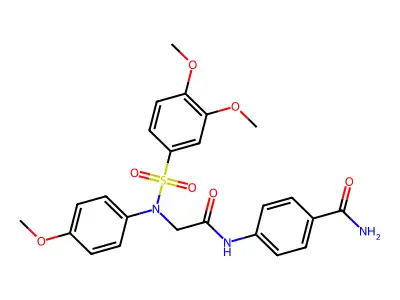 4-[[2-(N-(3,4-dimethoxyphenyl)sulfonyl-4-methoxyanilino)acetyl]amino]benzamide structure