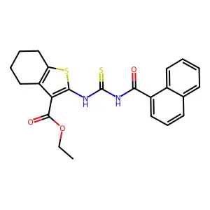 ethyl 2-(3-(1-naphthoyl)thioureido)-4,5,6,7-tetrahydrobenzo[b]thiophene-3-carboxylate structure