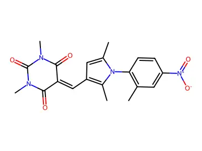 5-{[2,5-DIMETHYL-1-(2-METHYL-4-NITROPHENYL)-1H-PYRROL-3-YL]METHYLENE}-1,3-DIMETHYL-2,4,6(1H,3H,5H)-PYRIMIDINETRIONE structure