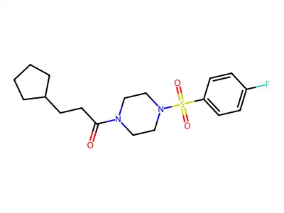 3-Cyclopentyl-1-[4-(4-fluorophenyl)sulfonylpiperazin-1-yl]propan-1-one structure