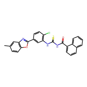 N-[[2-chloro-5-(5-methyl-1,3-benzoxazol-2-yl)phenyl]carbamothioyl]naphthalene-1-carboxamide structure