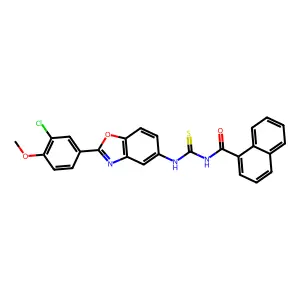 N-[[2-(3-chloro-4-methoxyphenyl)-1,3-benzoxazol-5-yl]carbamothioyl]naphthalene-1-carboxamide structure