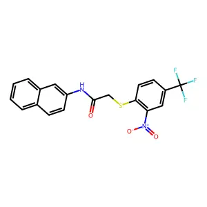N-naphthalen-2-yl-2-[2-nitro-4-(trifluoromethyl)phenyl]sulfanylacetamide structure