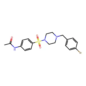 N-[4-[4-[(4-bromophenyl)methyl]piperazin-1-yl]sulfonylphenyl]acetamide structure