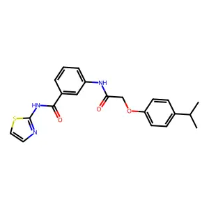 3-[[2-(4-propan-2-ylphenoxy)acetyl]amino]-N-(1,3-thiazol-2-yl)benzamide structure