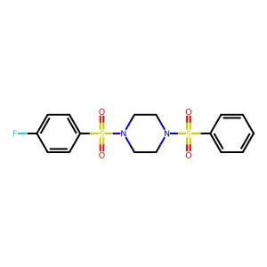 1-(Benzenesulfonyl)-4-(4-fluorophenyl)sulfonylpiperazine structure