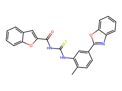 N-[[5-(1,3-benzoxazol-2-yl)-2-methylphenyl]carbamothioyl]-1-benzofuran-2-carboxamide structure