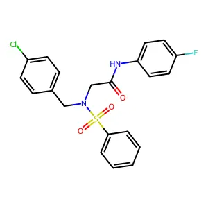 2-[benzenesulfonyl-[(4-chlorophenyl)methyl]amino]-N-(4-fluorophenyl)acetamide structure