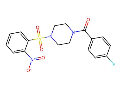 (4-Fluorophenyl)-[4-(2-nitrophenyl)sulfonylpiperazin-1-yl]methanone structure