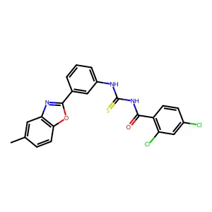 2,4-dichloro-N-[[3-(5-methyl-1,3-benzoxazol-2-yl)phenyl]carbamothioyl]benzamide structure