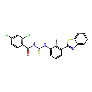 N-[[3-(1,3-benzothiazol-2-yl)-2-methylphenyl]carbamothioyl]-2,4-dichlorobenzamide structure