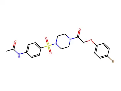 N-[4-[4-[2-(4-bromophenoxy)acetyl]piperazin-1-yl]sulfonylphenyl]acetamide structure