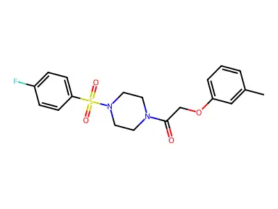 1-[4-(4-Fluorophenyl)sulfonylpiperazin-1-yl]-2-(3-methylphenoxy)ethanone structure