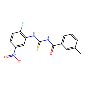 N-[(2-fluoro-5-nitrophenyl)carbamothioyl]-3-methylbenzamide structure