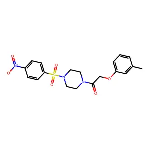 2-(3-Methylphenoxy)-1-[4-(4-nitrophenyl)sulfonylpiperazin-1-yl]ethanone structure