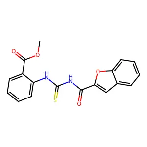 Methyl 2-{[(1-benzofuran-2-ylcarbonyl)carbamothioyl]amino}benzoate structure