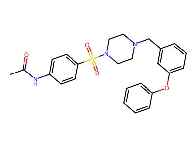 N-[4-[4-[(3-phenoxyphenyl)methyl]piperazin-1-yl]sulfonylphenyl]acetamide structure
