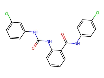 N-(4-chlorophenyl)-2-[(3-chlorophenyl)carbamoylamino]benzamide structure