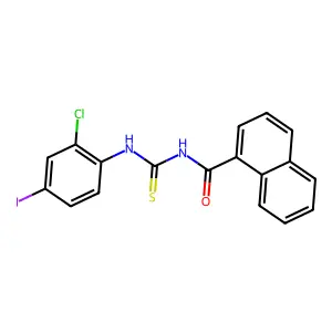 N-[(2-chloro-4-iodophenyl)carbamothioyl]naphthalene-1-carboxamide structure